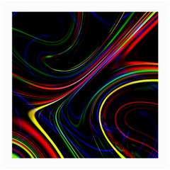 Neon Glow Lines On Black Medium Glasses Cloth by SpinnyChairDesigns