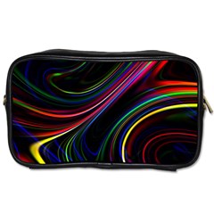 Neon Glow Lines On Black Toiletries Bag (two Sides) by SpinnyChairDesigns