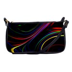 Neon Glow Lines on Black Shoulder Clutch Bag Front