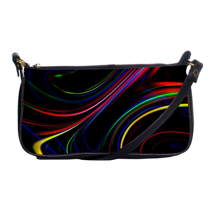 Neon Glow Lines on Black Shoulder Clutch Bag