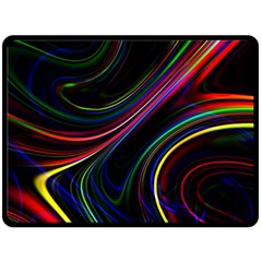 Neon Glow Lines On Black Fleece Blanket (large)  by SpinnyChairDesigns