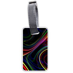 Neon Glow Lines On Black Luggage Tag (one Side) by SpinnyChairDesigns