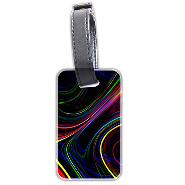 Neon Glow Lines on Black Luggage Tag (two sides)