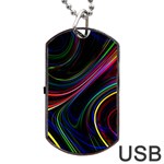 Neon Glow Lines on Black Dog Tag USB Flash (One Side) Front