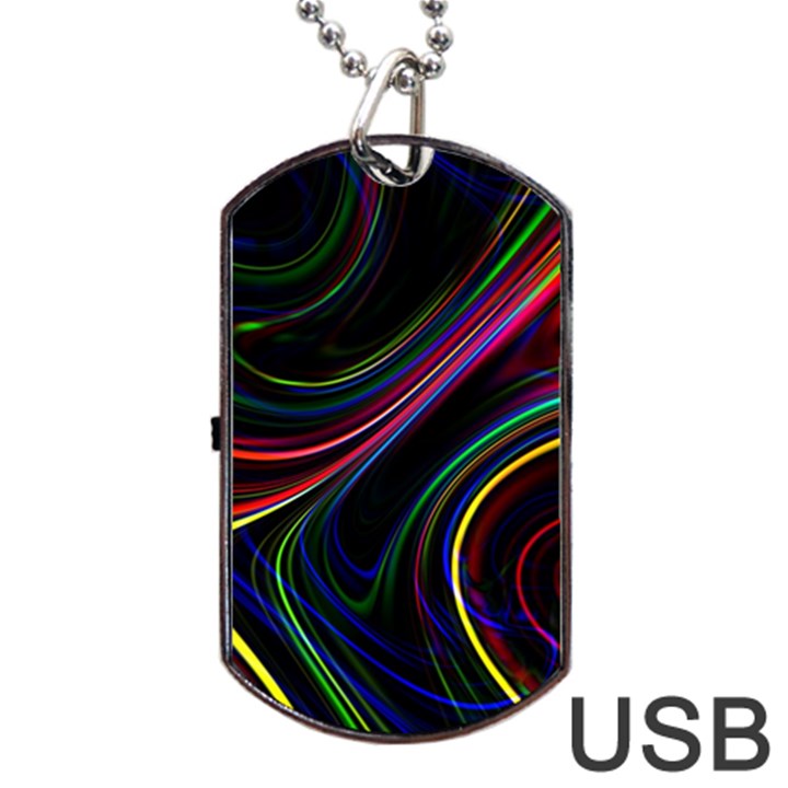 Neon Glow Lines on Black Dog Tag USB Flash (One Side)