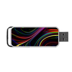 Neon Glow Lines On Black Portable Usb Flash (two Sides) by SpinnyChairDesigns