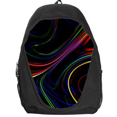 Neon Glow Lines On Black Backpack Bag by SpinnyChairDesigns