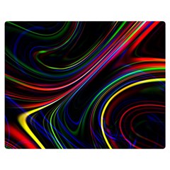 Neon Glow Lines On Black Double Sided Flano Blanket (medium)  by SpinnyChairDesigns