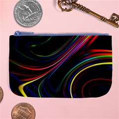 Neon Glow Lines On Black Large Coin Purse by SpinnyChairDesigns