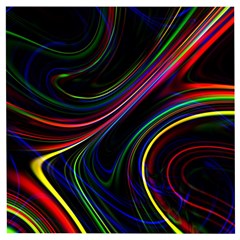 Neon Glow Lines On Black Wooden Puzzle Square by SpinnyChairDesigns