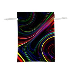 Neon Glow Lines On Black Lightweight Drawstring Pouch (m) by SpinnyChairDesigns