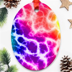 Colorful Tie Dye Pattern Texture Ornament (oval) by SpinnyChairDesigns