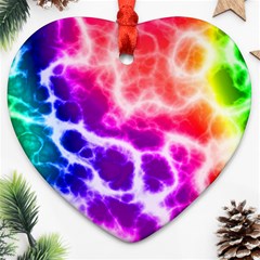 Colorful Tie Dye Pattern Texture Ornament (heart) by SpinnyChairDesigns