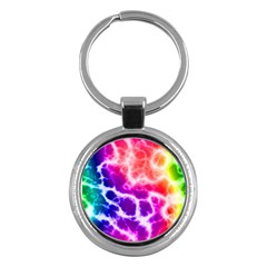 Colorful Tie Dye Pattern Texture Key Chain (round) by SpinnyChairDesigns