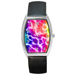 Colorful Tie Dye Pattern Texture Barrel Style Metal Watch by SpinnyChairDesigns