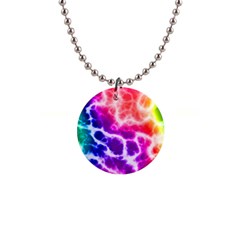 Colorful Tie Dye Pattern Texture 1  Button Necklace by SpinnyChairDesigns