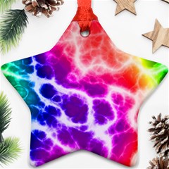 Colorful Tie Dye Pattern Texture Star Ornament (two Sides) by SpinnyChairDesigns