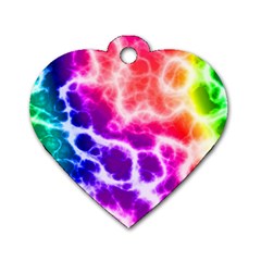 Colorful Tie Dye Pattern Texture Dog Tag Heart (two Sides) by SpinnyChairDesigns