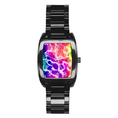 Colorful Tie Dye Pattern Texture Stainless Steel Barrel Watch by SpinnyChairDesigns