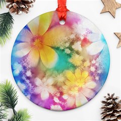 Watercolor Flowers Floral Print Ornament (round) by SpinnyChairDesigns