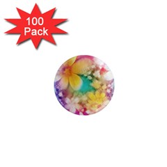 Watercolor Flowers Floral Print 1  Mini Magnets (100 Pack)  by SpinnyChairDesigns