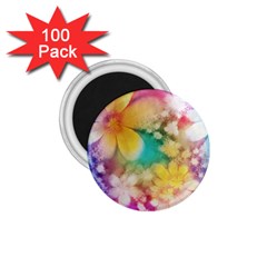 Watercolor Flowers Floral Print 1 75  Magnets (100 Pack)  by SpinnyChairDesigns