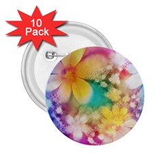 Watercolor Flowers Floral Print 2 25  Buttons (10 Pack)  by SpinnyChairDesigns