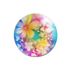 Watercolor Flowers Floral Print Magnet 3  (round) by SpinnyChairDesigns