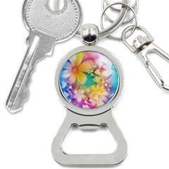 Watercolor Flowers Floral Print Bottle Opener Key Chain by SpinnyChairDesigns