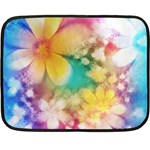 Watercolor Flowers Floral Print Double Sided Fleece Blanket (Mini)  35 x27  Blanket Back