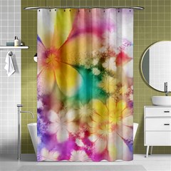 Watercolor Flowers Floral Print Shower Curtain 48  X 72  (small)  by SpinnyChairDesigns