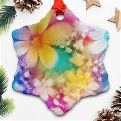 Watercolor Flowers Floral Print Snowflake Ornament (two Sides) by SpinnyChairDesigns