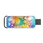 Watercolor Flowers Floral Print Portable USB Flash (One Side) Front