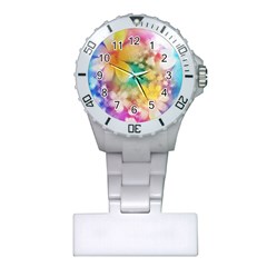 Watercolor Flowers Floral Print Plastic Nurses Watch by SpinnyChairDesigns