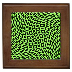 Abstract Black And Green Checkered Pattern Framed Tile by SpinnyChairDesigns