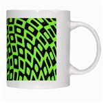 Abstract Black and Green Checkered Pattern White Mugs Right