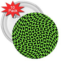 Abstract Black And Green Checkered Pattern 3  Buttons (10 Pack)  by SpinnyChairDesigns