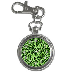 Abstract Black And Green Checkered Pattern Key Chain Watches by SpinnyChairDesigns