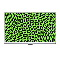 Abstract Black And Green Checkered Pattern Business Card Holder by SpinnyChairDesigns