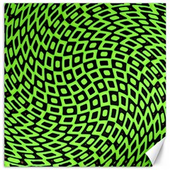 Abstract Black And Green Checkered Pattern Canvas 16  X 16  by SpinnyChairDesigns