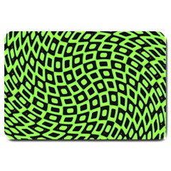 Abstract Black And Green Checkered Pattern Large Doormat  by SpinnyChairDesigns