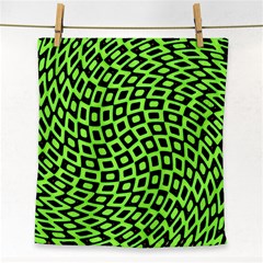 Abstract Black And Green Checkered Pattern Face Towel by SpinnyChairDesigns