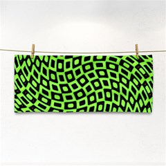 Abstract Black And Green Checkered Pattern Hand Towel by SpinnyChairDesigns