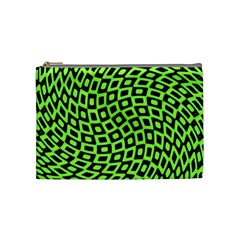 Abstract Black And Green Checkered Pattern Cosmetic Bag (medium) by SpinnyChairDesigns