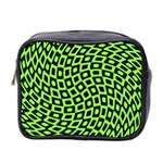 Abstract Black and Green Checkered Pattern Mini Toiletries Bag (Two Sides) Front