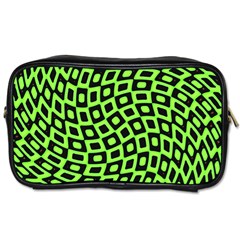 Abstract Black And Green Checkered Pattern Toiletries Bag (two Sides) by SpinnyChairDesigns