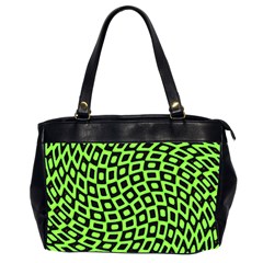 Abstract Black And Green Checkered Pattern Oversize Office Handbag (2 Sides) by SpinnyChairDesigns