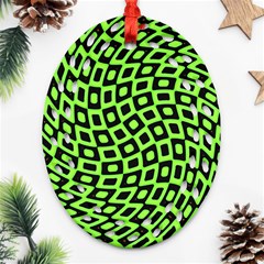 Abstract Black And Green Checkered Pattern Ornament (oval Filigree) by SpinnyChairDesigns