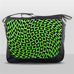 Abstract Black And Green Checkered Pattern Messenger Bag by SpinnyChairDesigns