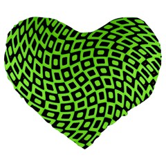 Abstract Black And Green Checkered Pattern Large 19  Premium Heart Shape Cushions